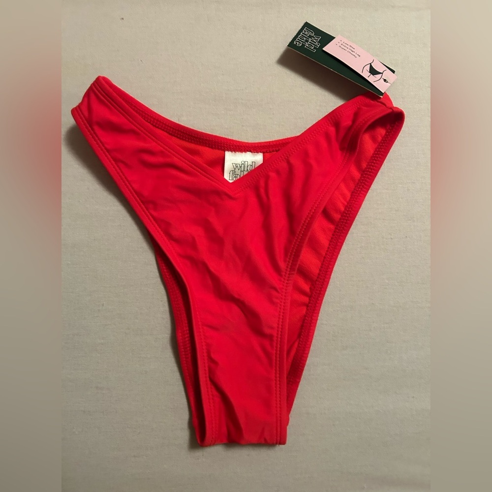 Wild Fable Red High Cut Bikini Bottoms‎ | Cheeky High Leg Swim | NWT | S